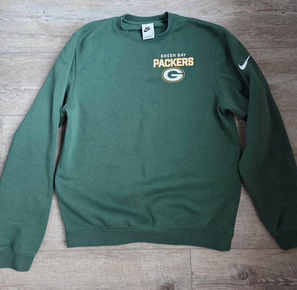 Nike Green Bay Packers Crewneck Sweatshirt Mens Small NFL Fleece Pullover Green
